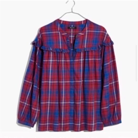 Madewell Plaid Button Down Top Size Medium - Picture 4 of 8